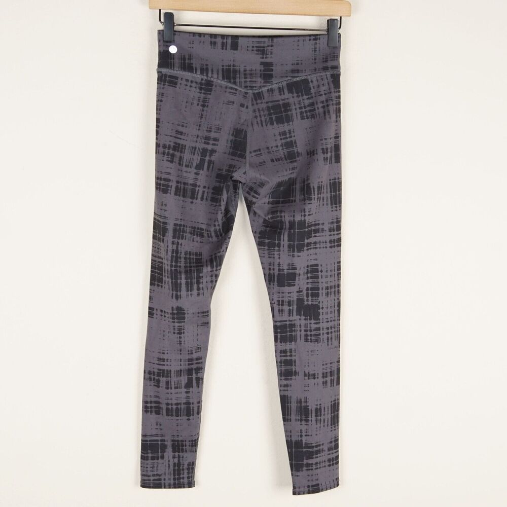 Zella Daily High Waisted Black Gray Grid Print Leggings Girls Sz XL 14/16 - Picture 3 of 11